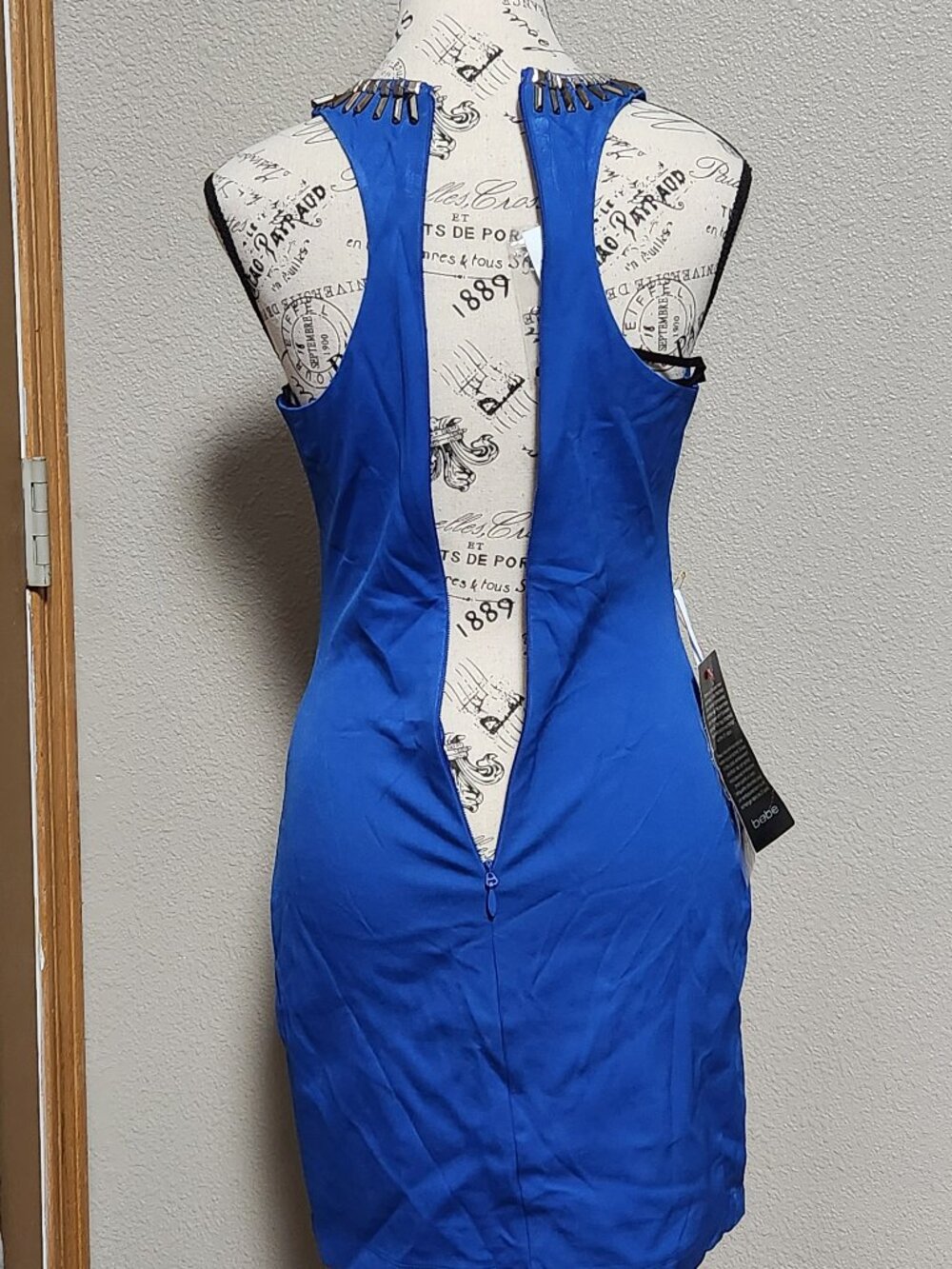 BEBE Racerback Embellished Blue Dress - Small - NEW NWT - Picture 5 of 6